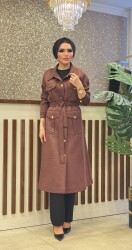 3049 NUBUK TRENÇ KOT BORDO - 4