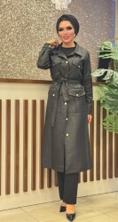 3049 NUBUK TRENÇ KOT SİYAH - 