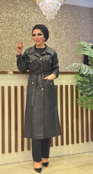 3049 NUBUK TRENÇ KOT SİYAH - 3