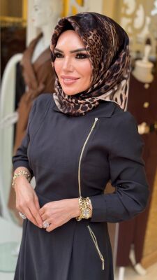 31183 GİZEM YAN FERMUARLI ELBİSE SİYAH - 3