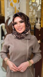 31183 GİZEM YAN FERMUARLI ELBİSE VİZON - 