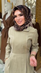 31183 GİZEM YAN FERMUARLI ELBİSE YEŞİL - 