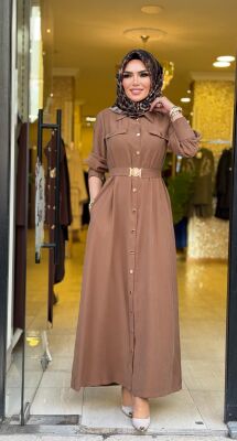 31213 SİNEM ELBİSE KAKAO - 3