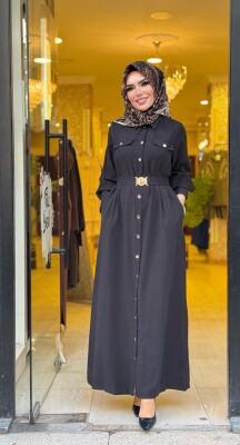 31213 SİNEM ELBİSE SİYAH - 2