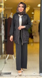 3163 LAZER KESİM ELBİSE SİYAH - 2