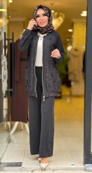 3163 LAZER KESİM ELBİSE SİYAH - 3