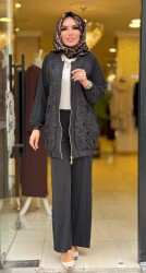 3163 LAZER KESİM ELBİSE SİYAH - 4