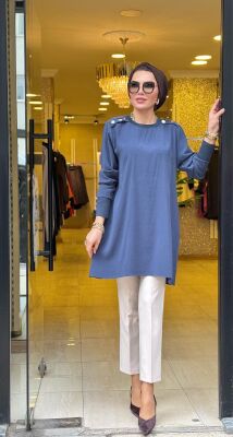 3456 ŞEYDA TUNİK İNDİGO - 5