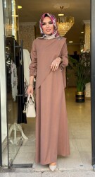 3510 OMUZ AKSESUARLI ELBİSE VİZON - 4