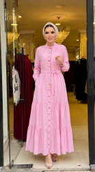 4695 GÜNEŞ ELBİSE PEMBE - 