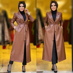 4766 Düğmeli deri kap taba - 