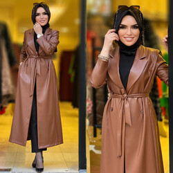 4766 Düğmeli deri kap taba - 2