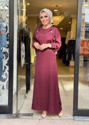 5255 SEMA ELBİSE BORDO - 4
