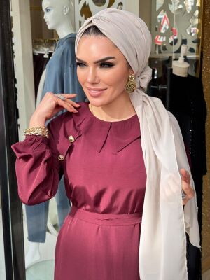 5255 SEMA ELBİSE BORDO - 2