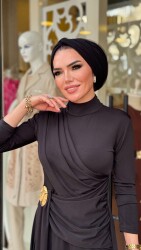 5491 SEHER TOKALI ELBİSE SİYAH - 4