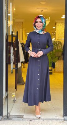 5499 LALEZAR ELBİSE LACİVERT - 5