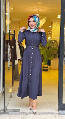 5499 LALEZAR ELBİSE LACİVERT - 6