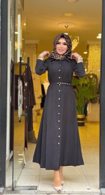 5499 LALEZAR ELBİSE SİYAH - 3