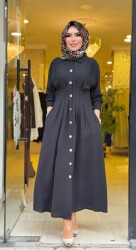 5509 BEL SASON DETAYLI ELBİSE SİYAH - 3