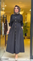 5509 BEL SASON DETAYLI ELBİSE SİYAH - 2