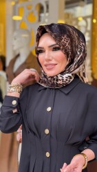 5509 BEL SASON DETAYLI ELBİSE SİYAH - 5