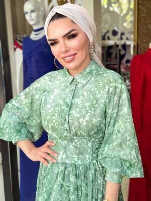 5525 TAN YEŞİL ELBİSE - 3