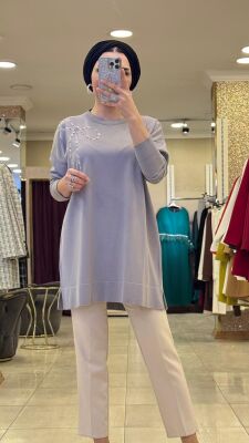 5545 HİRA MERSERİZE TUNİK GRİ - 1