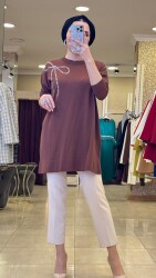 5545 HİRA MERSERİZE TUNİK KAHVE - 