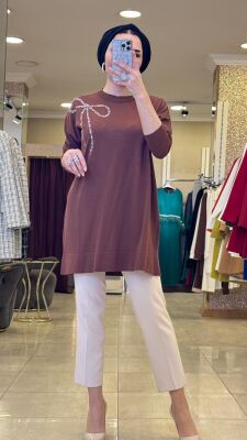5545 HİRA MERSERİZE TUNİK KAHVE - 1