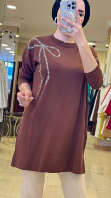 5545 HİRA MERSERİZE TUNİK KAHVE - 2