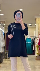 5545 HİRA MERSERİZE TUNİK SİYAH - 