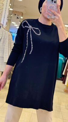 5545 HİRA MERSERİZE TUNİK SİYAH - 2