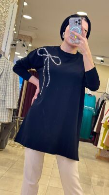 5545 HİRA MERSERİZE TUNİK SİYAH - 3