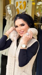 5597 CAPİTONE YELEK KÜRKLÜ TAŞ - 