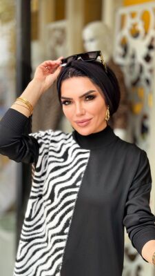 5666 ZEBRA TUNİK SİYAH - 5