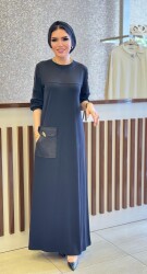 5756 YILDIZ ELBİSE SİYAH - 