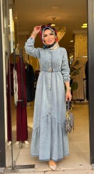 6135 NAZLI KOT ELBİSE AÇIK MAVİ - 3