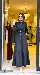 6135 NAZLI KOT ELBİSE SİYAH - 2