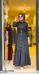 6135 NAZLI KOT ELBİSE SİYAH - 1