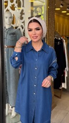 6226 OMZU TAŞLI TENSEL KOT TAKIM KOYU MAVİ - 
