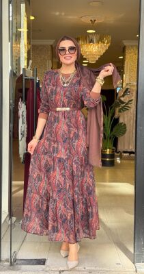 6803 YELDA ELBİSE KAHVERENGİ - 2