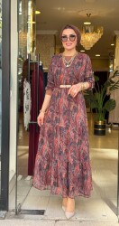 6803 YELDA ELBİSE KAHVERENGİ - 1