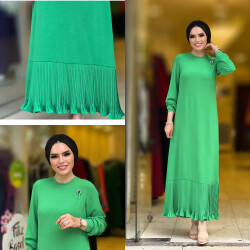 6890 SALİNA PLİSELİ ELBİSE BENETTON YEŞİL - 