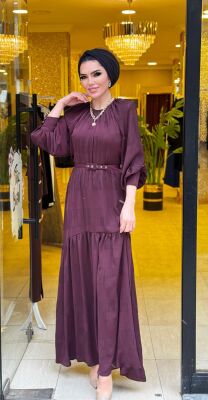 7263 DENİZ ELBİSE BORDO - 6