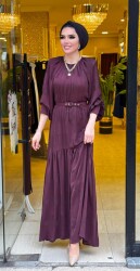 7263 DENİZ ELBİSE BORDO - 5