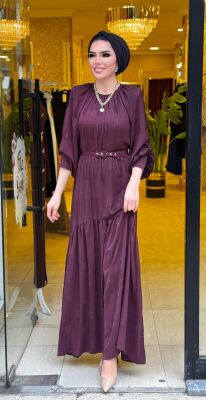 7263 DENİZ ELBİSE BORDO - 5