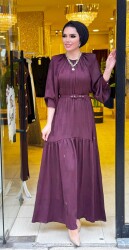 7263 DENİZ ELBİSE BORDO - 4