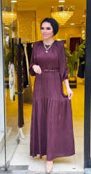 7263 DENİZ ELBİSE BORDO - 2