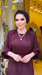 7263 DENİZ ELBİSE BORDO - 3