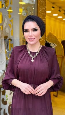 7263 DENİZ ELBİSE BORDO - 3